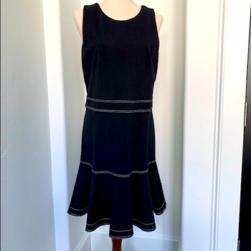 Womens Black Dress with White Stitching